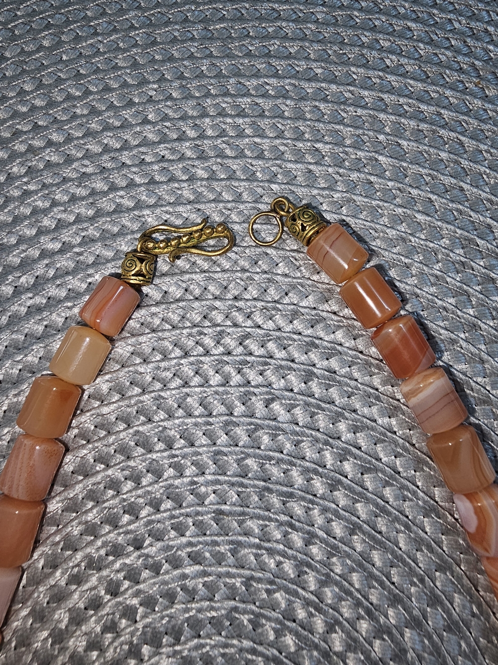 Gold Accent Peach Beaded Necklace - Picture 5 of 6
